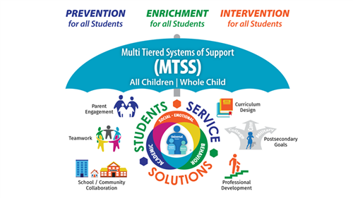 This is a picture of the MTSS umbrella which explains all the services included under MTSS